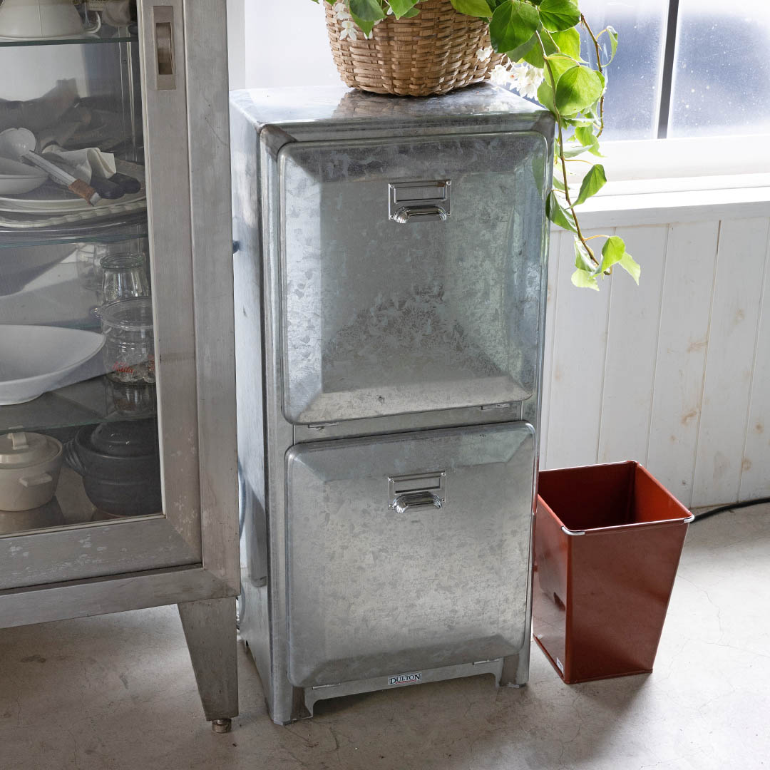 DULTON ONLINE SHOP | TRASH CAN DOUBLE DECKER GALVANIZED(GALVANIZED