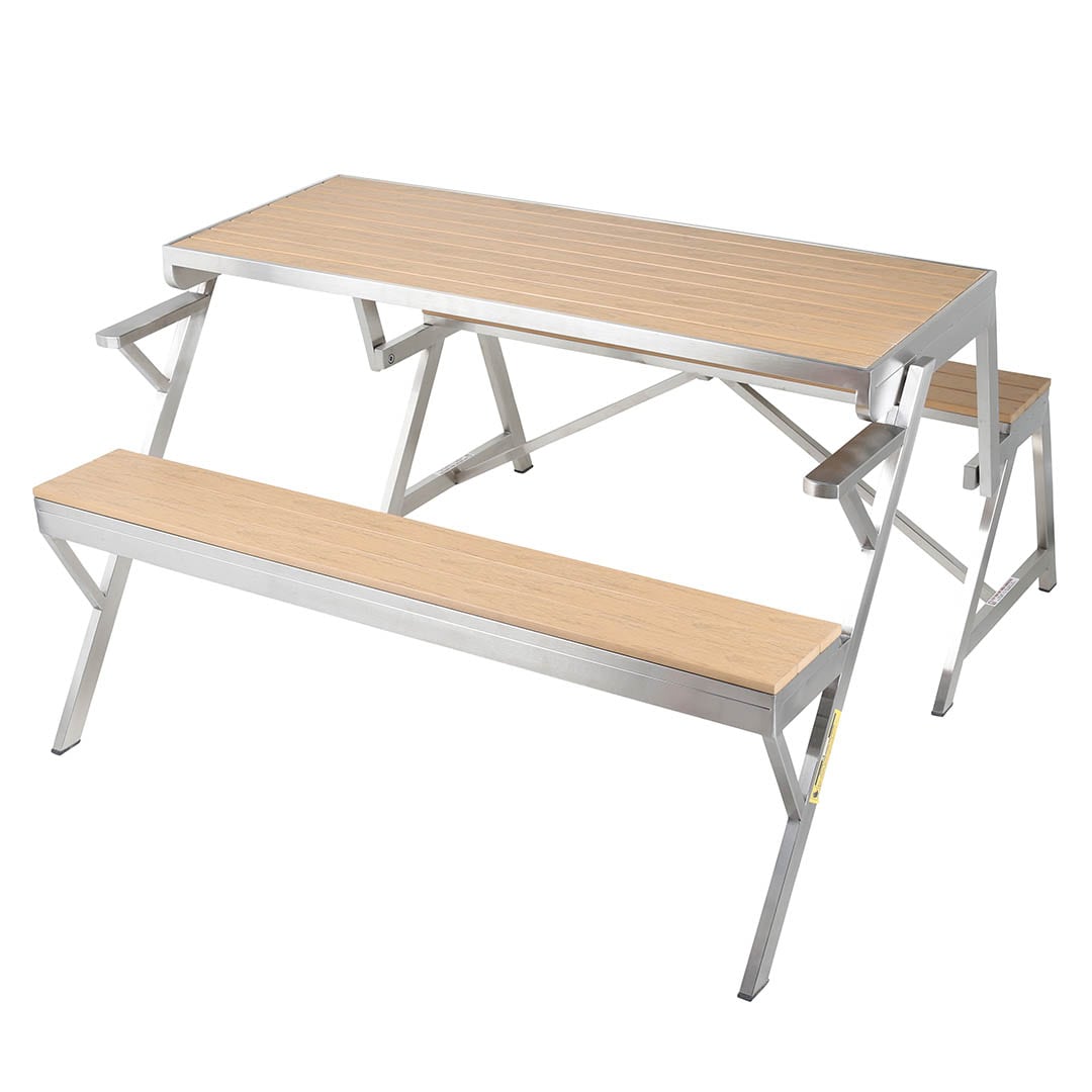 DULTON ONLINE SHOP | STAINLESS TABLE & BENCH DOUBLE WPC BROWN(WPC