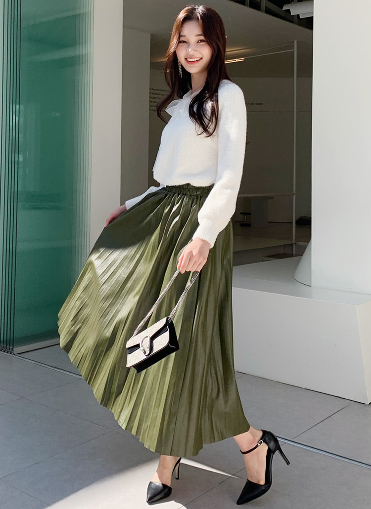 レザー調プリーツスカート | レディースファッション通販 - DHOLIC