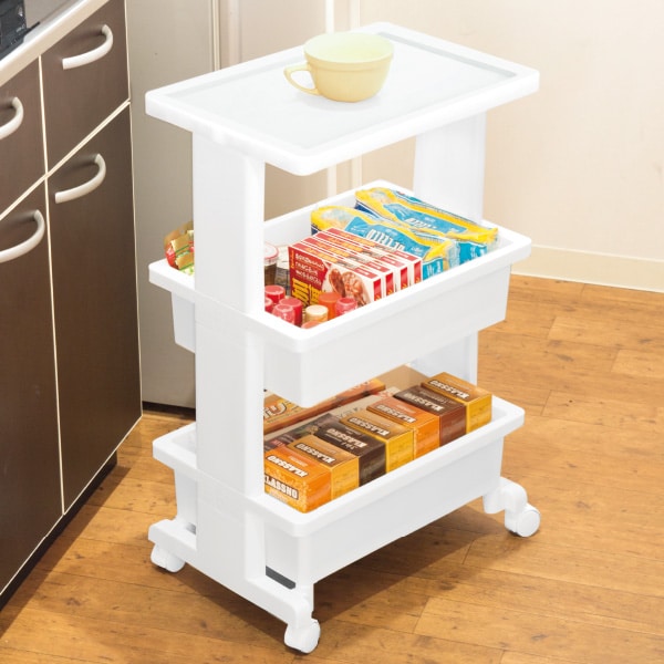 選べる3段ワゴン(テーブルタイプ ホワイト): キッチン／はぴねすくらぶ
