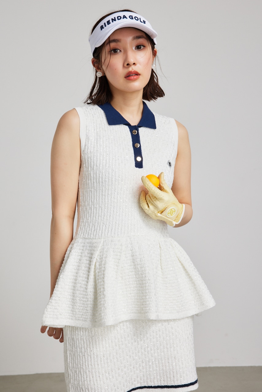 RIENDA GOLF | 【RIENDA GOLF】シャイニーツイードペプラムニットTOP