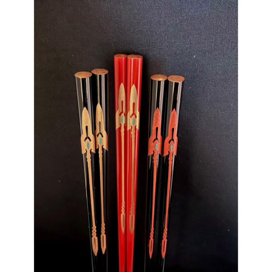 EVANGELIONコラボ輪島漆塗箸 黒塗／赤カシウスの槍／天金（加波次吉