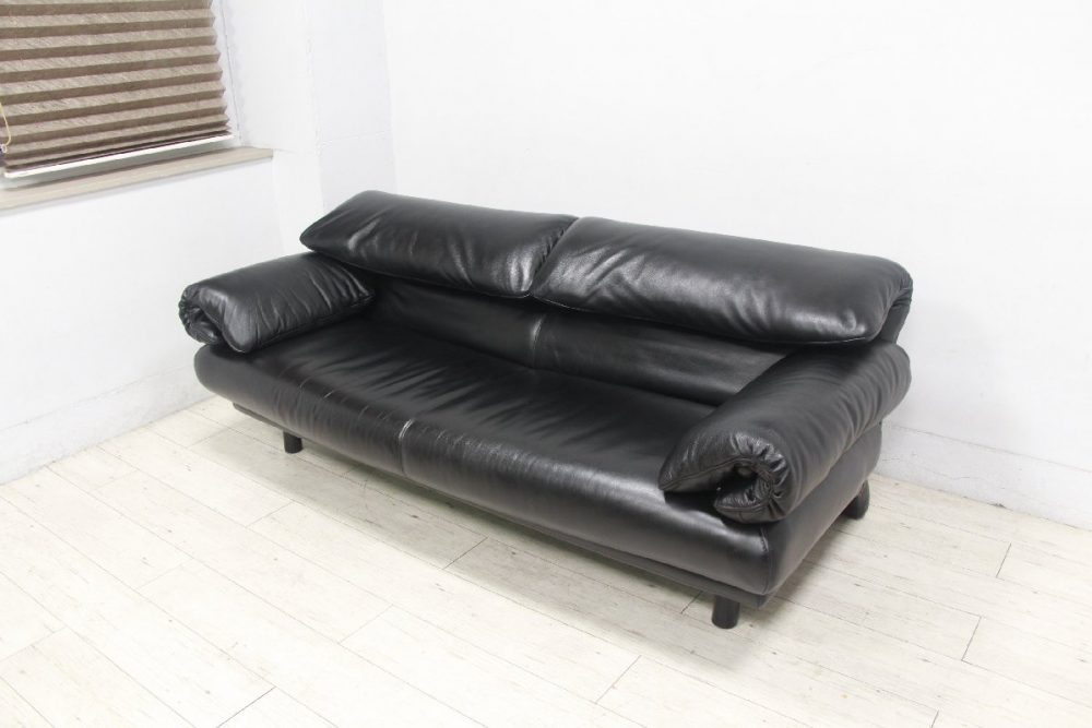 Poltromec ポルトロメック 2人掛けワイドソファ Gemini ジェミニ 黒総