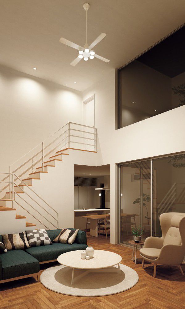 大風量 傾斜対応 LED 電球色 6灯 ダイコー製シーリングファンライト