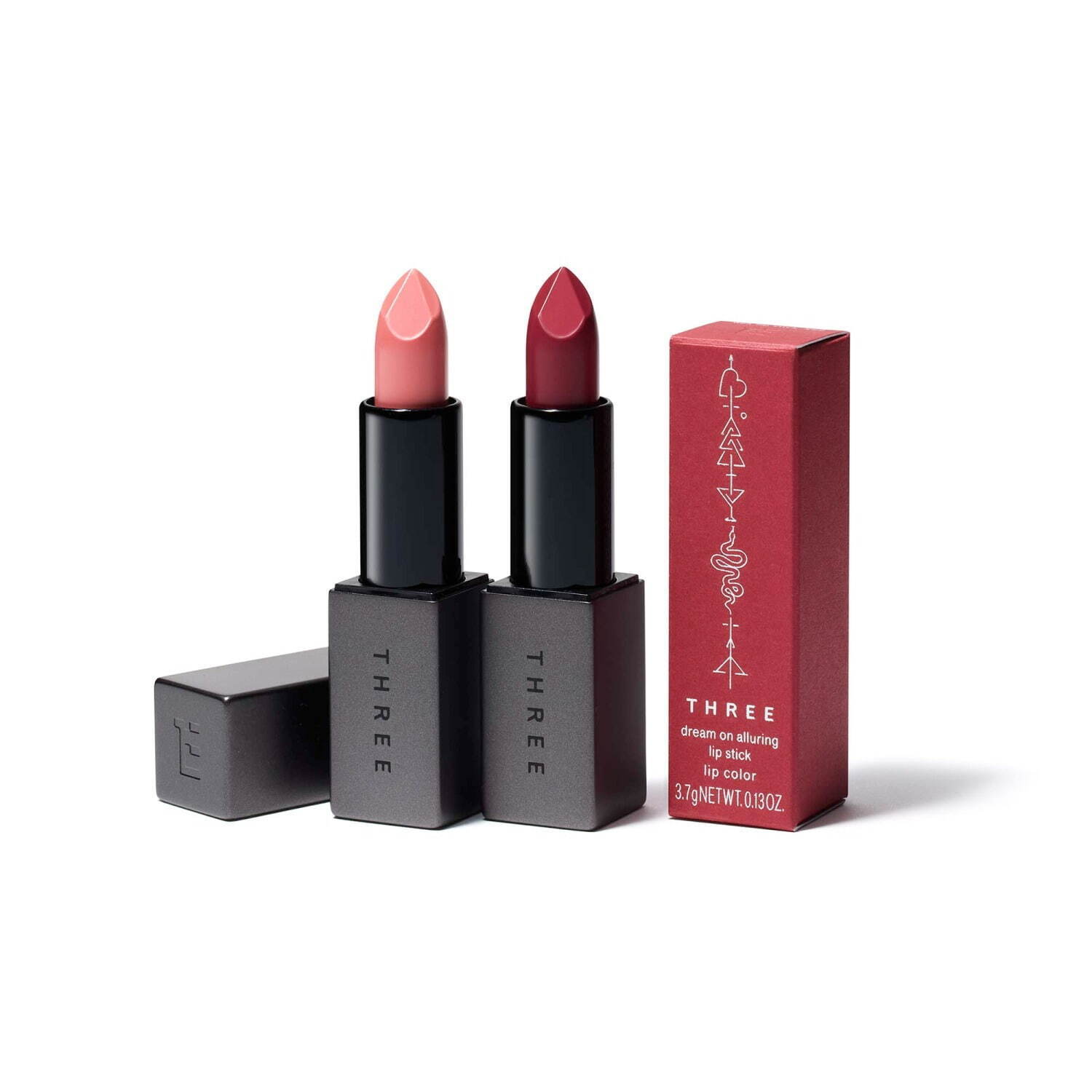 THREE25年バレンタインコスメ、お守りデザインの細芯リップ＆“グレー