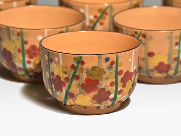 乾山写 梅の図向付 6客 七世 高橋道八(作) 共箱 | 古美術ささき