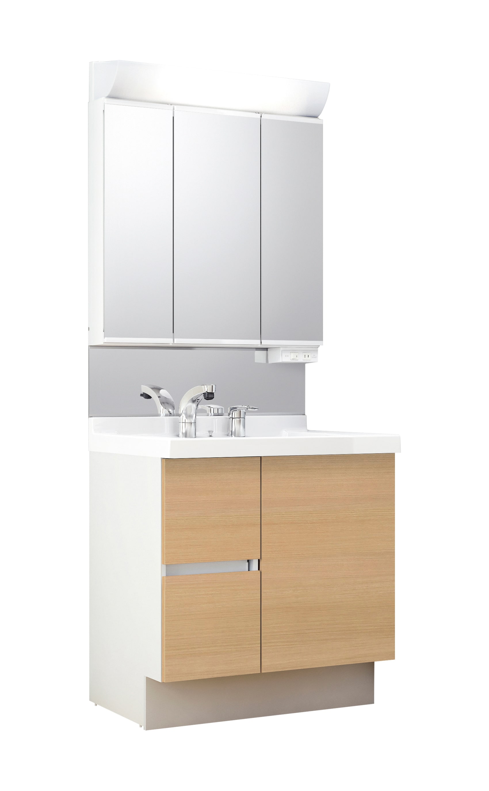 LIXIL J1シリーズ W750 三面鏡 スタンダードLED 片引出