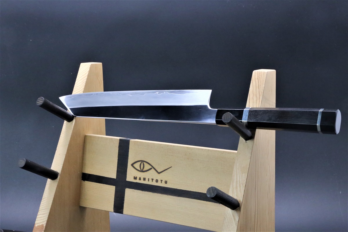 切付牛刀 V金10号 割込み 240mm 両鏡面仕上げ 黒檀柄 中川悟志作-歌舞