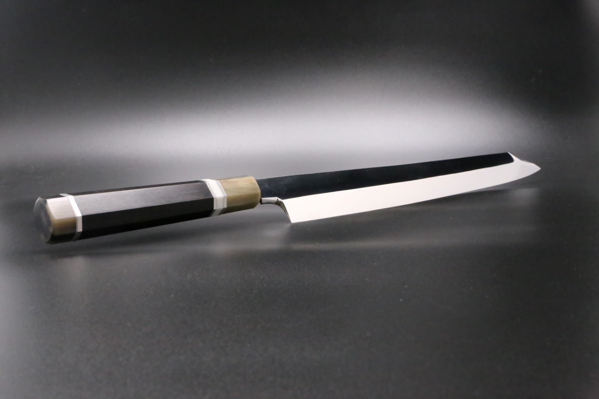 切付柳刃 白一鋼 水本焼 360mm 全鏡面 玄海正国作-歌舞伎ナイフ