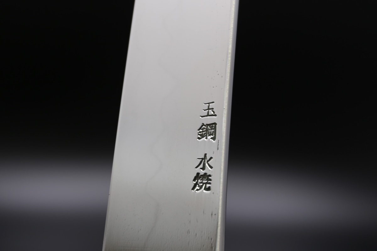 先丸柳刃 玉鋼 300mm 全鏡面仕上 八角黒檀柄 鞘付き 平泰明作-歌舞伎ナイフ