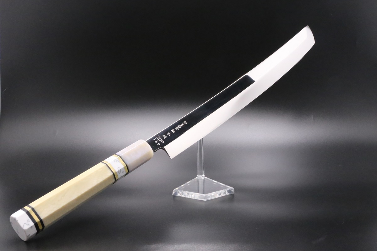 剣型 柳刃先丸 ZDP-189 390mm 全鋼本焼 全鏡面仕上げ 八角柄樹脂製
