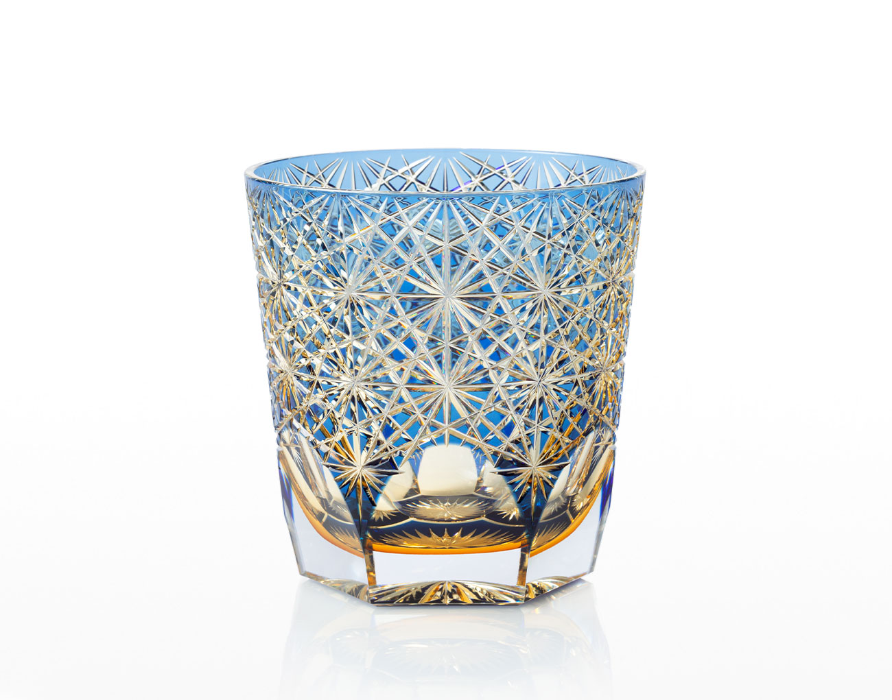 江戸切子 花瓶＜笹っ葉に八角籠目紋＞ | カガミクリスタル