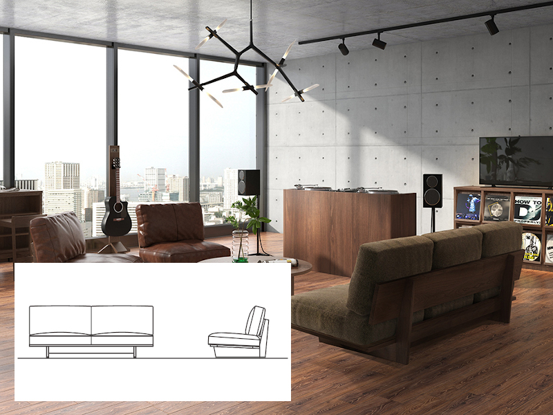 モノ ソファ アームレス 3シーター 180 | MasterWal マスターウォール