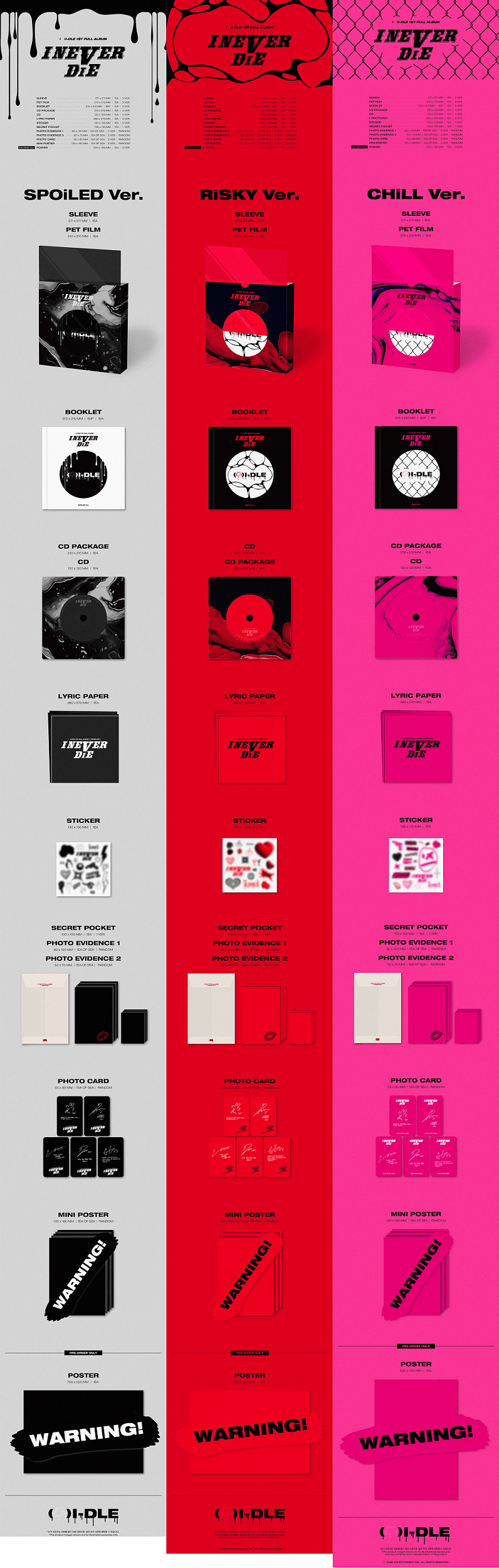 GIDLE 1ST FULL ALBUM I NEVER DIE | 3 ALBUMS SET - Kpop USA