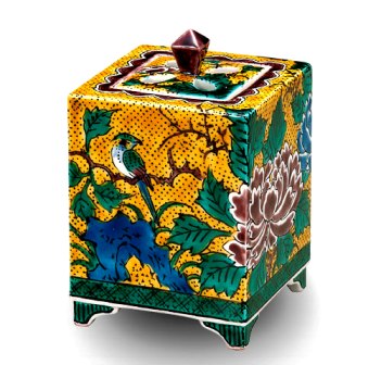 香炉/香立て》 九谷焼香炉 吉田屋花鳥（木箱付・送料サービス）