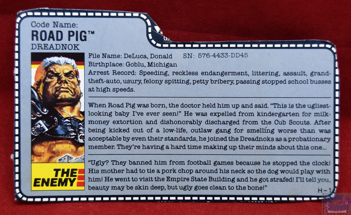Hot Spot Collectibles and Toys - 1988 Road Pig File Card