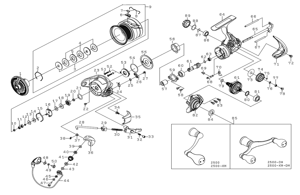 ダイワ純正お取り寄せパーツ：納期1ヶ月】24エメラルダス X LT2500-DH