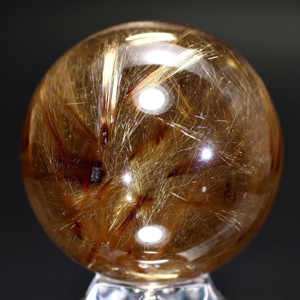 高品質]ブラジル産ゴールドルチルクォーツ丸玉/スフィア（直径51.1mm