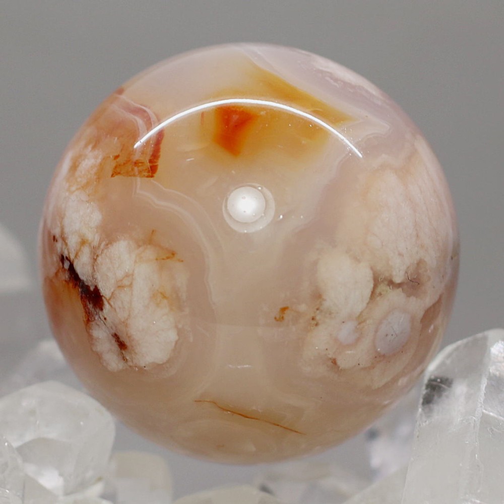 マダガスカル産]桜アゲート丸玉/桜瑪瑙スフィア（直径約32.2mm