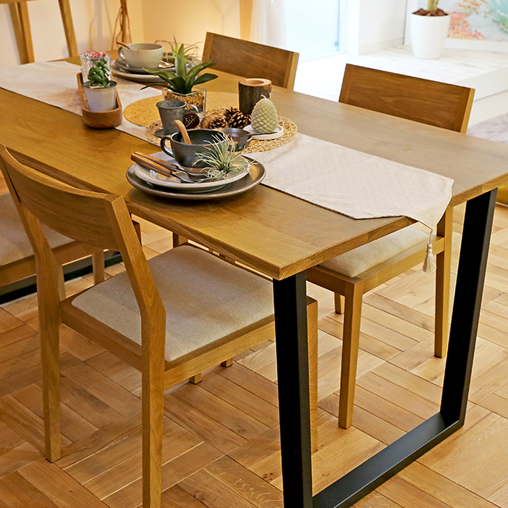 ダイニングテーブル「グラム」幅150cm ホワイトオーク材【受注生産品