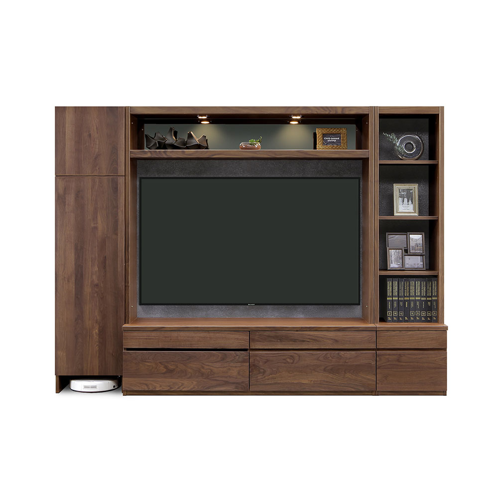 テレビボード「ピエドラ」ウォールナット材 3点セット 幅270cm