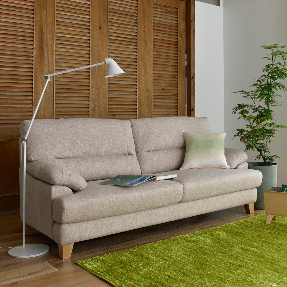 ソファ 3人掛け「アクア SD-341C」幅196cm 布#FG220-3D ベージュ色 脚