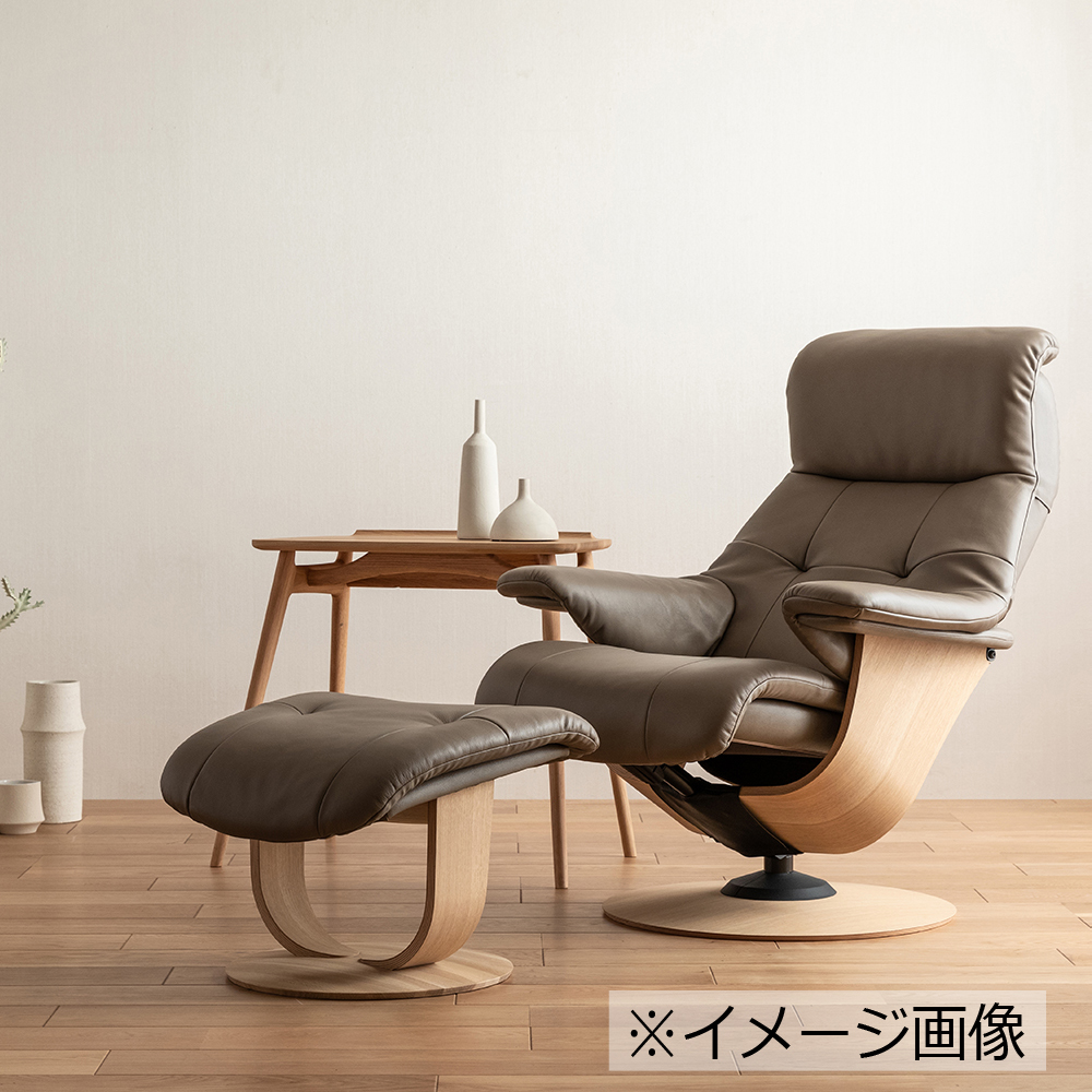 カリモク家具 リクライニングチェア「R307」半革#X803カーキ色 木部