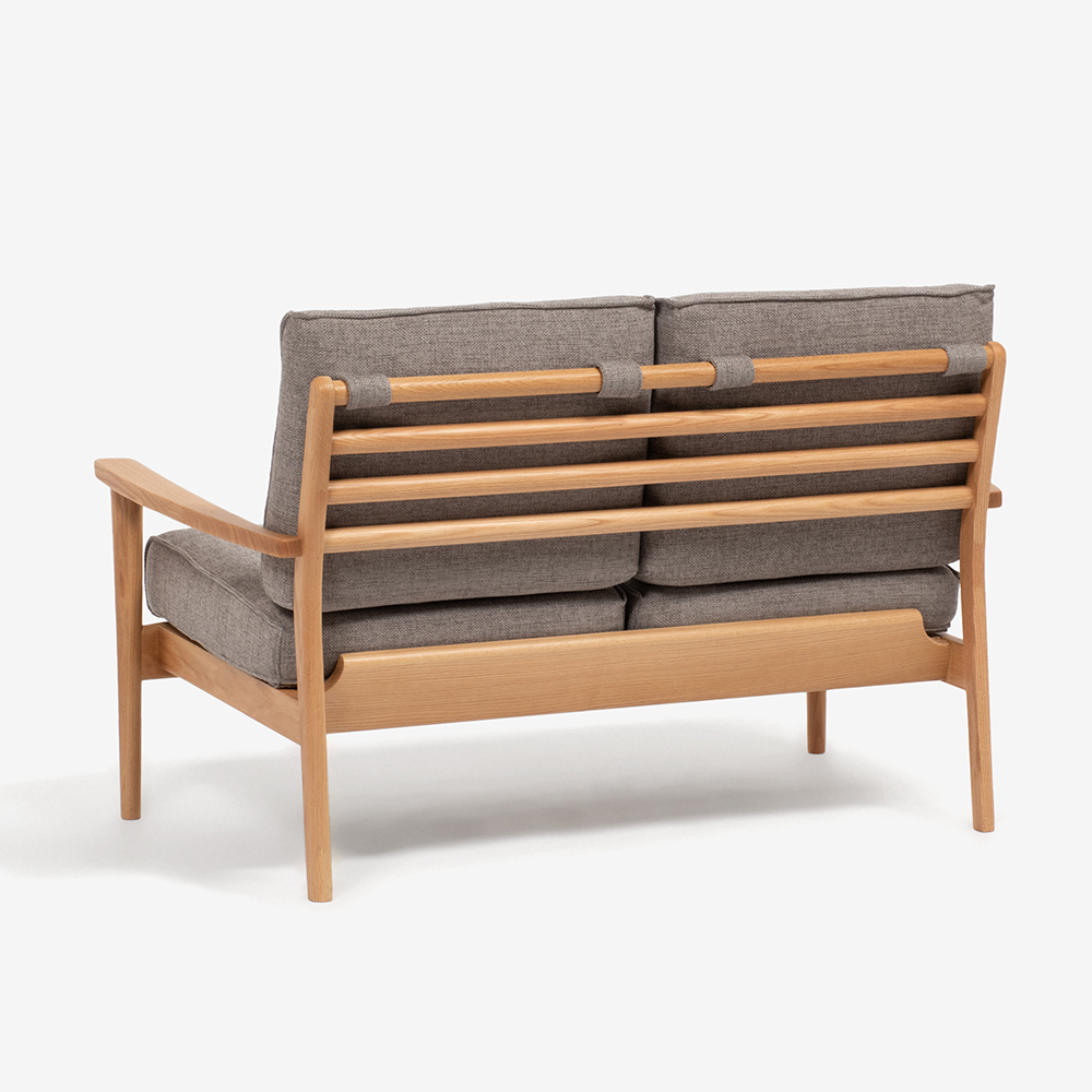 ラブソファ「シネマN3」幅128.5cm レッドオーク材 ホワイトオーク色