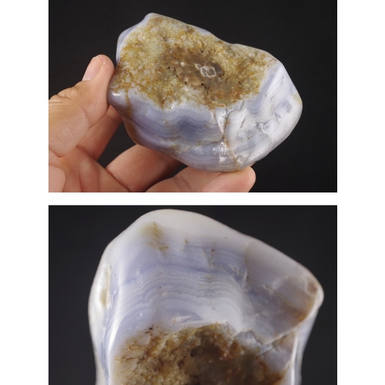 ブルーレースアゲート原石 磨き351g 天然石販売 名取貴石 天然石