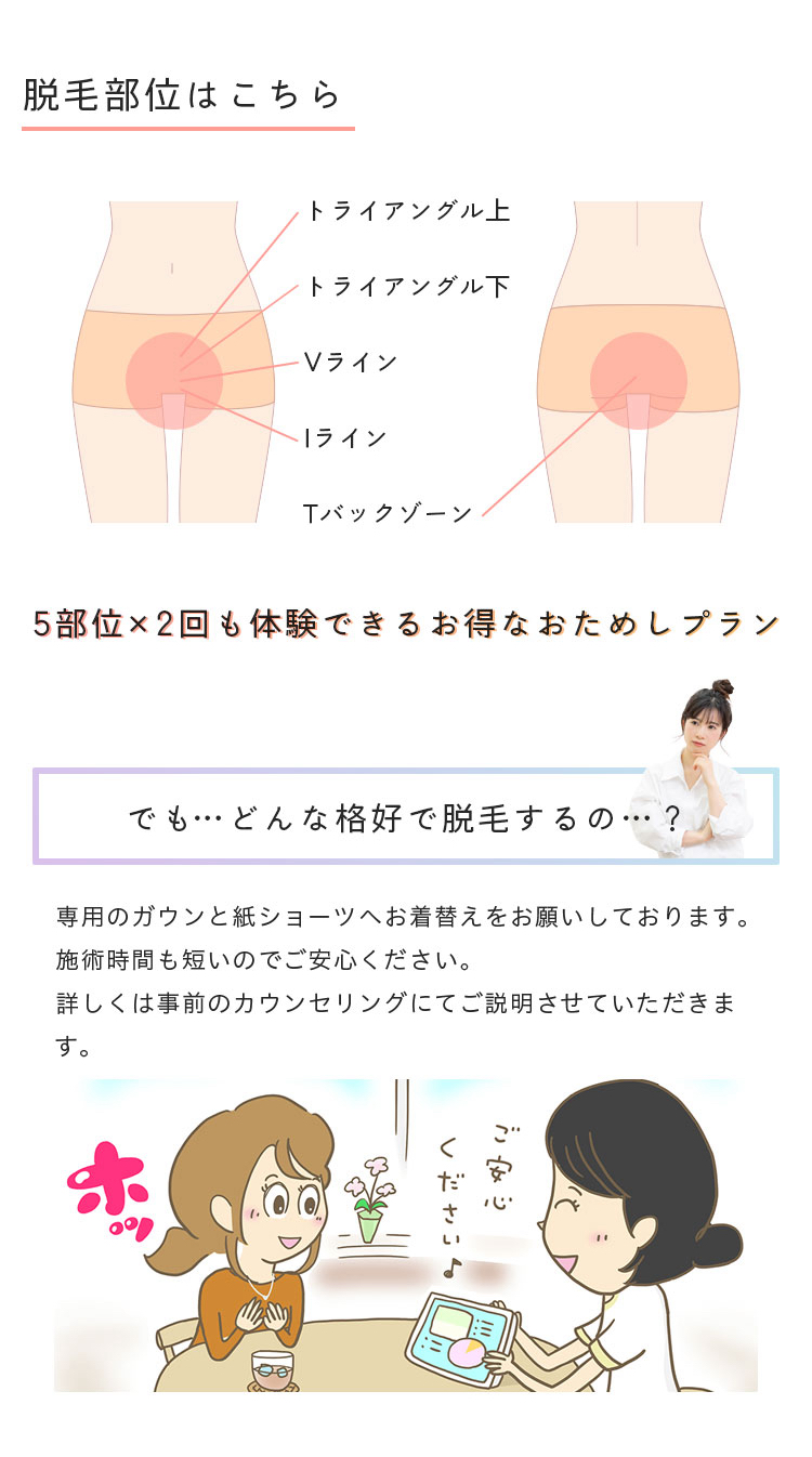 デリケート5脱毛2,200円(税込)｜ジェイエステティック【公式】