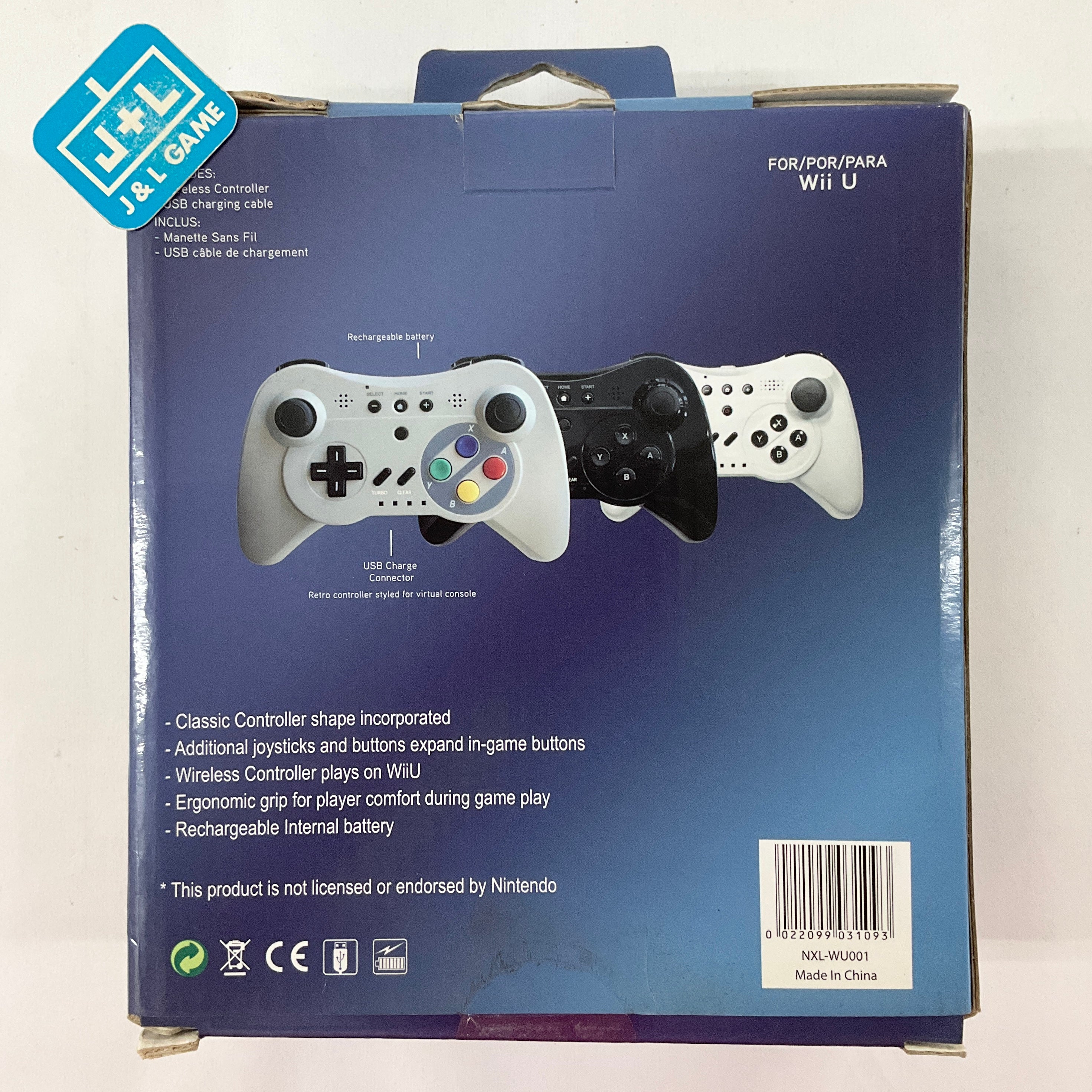 NEXiLUX Wii U Wireless 3-in-1 Classic Pro Controller Gamepad