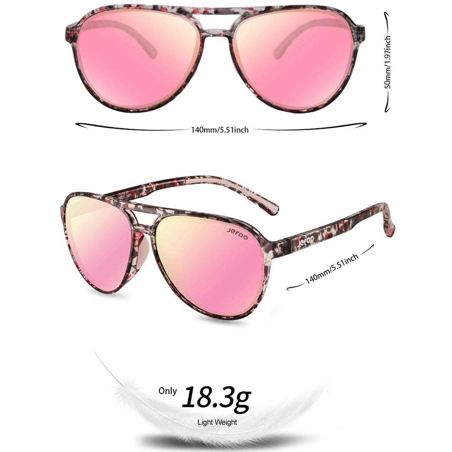 Unique Aviator Sunglasses · Pink Agate JF119 – JEFOO