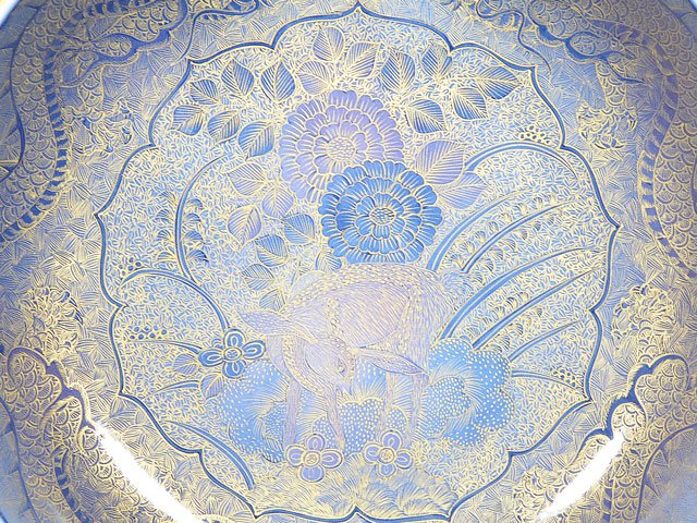 有田焼】飾り絵皿（大）釉裏金彩鹿龍図 - JTOPIA