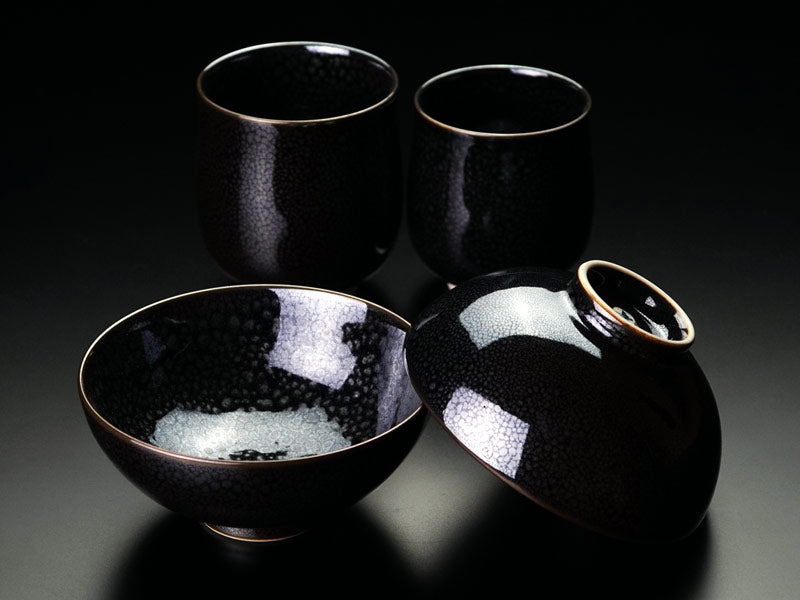 有田焼】睦揃（夫婦茶碗セット）銀油滴天目