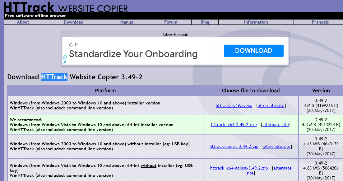 HTTrack Website Copierの使い方 - 電脳情報局