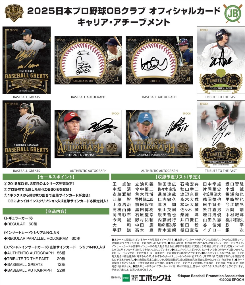 完全限定生産 日本プロ野球OBクラブ オフィシャルカード 「キャリア