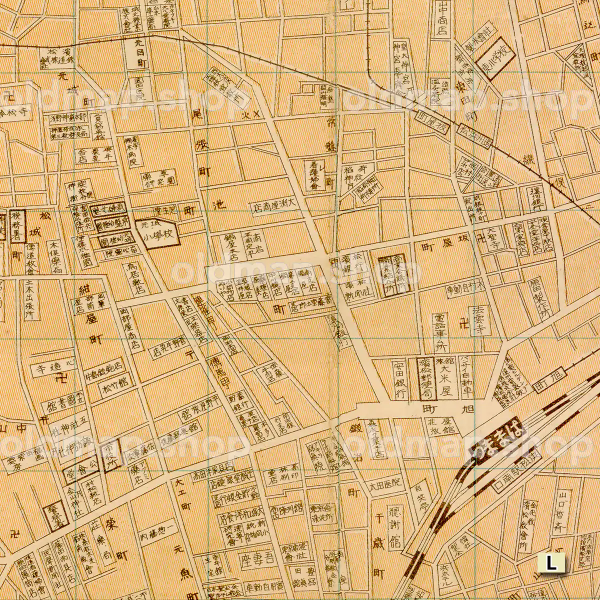 大日本職業別明細図 – 浜松市 昭和6年(1931) 中部 古地図素材データの