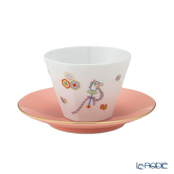 香蘭社 節句文 春駒 カップ130ml ＆ ソーサー13cm ピンク P1047-1CZFA