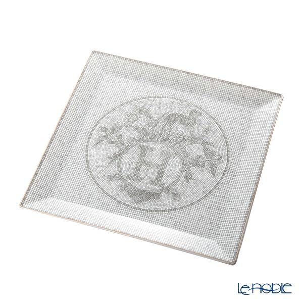 hermes エルメス モザイクヴァンキャトル プラチナ 長方形プレート皿