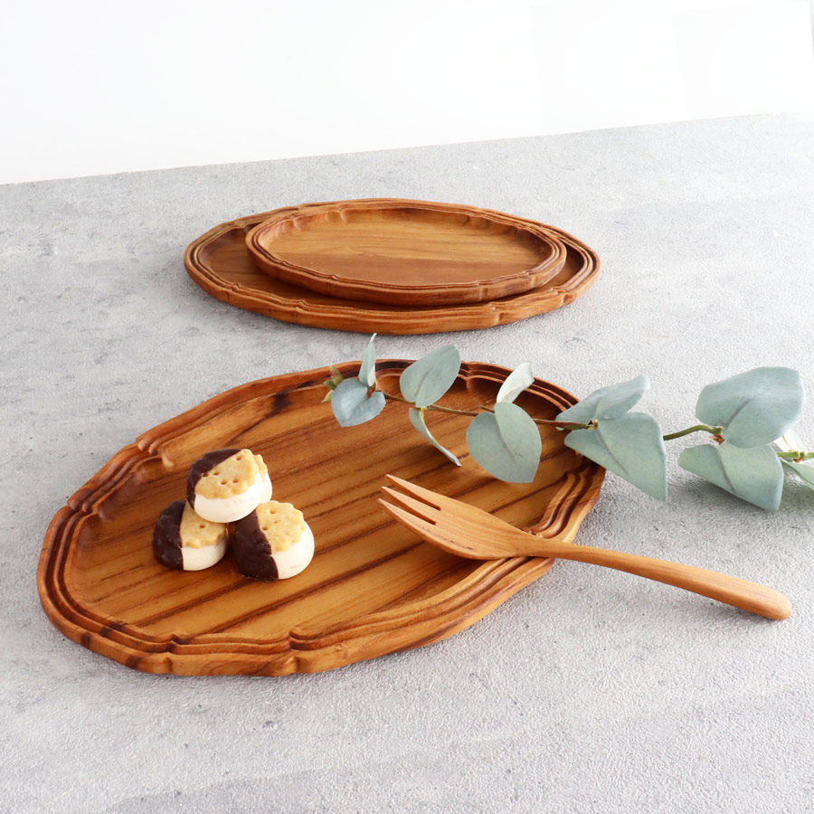 TEAK WOOD】オーバルプレート L 28cm チーク 木製 ウッドプレート