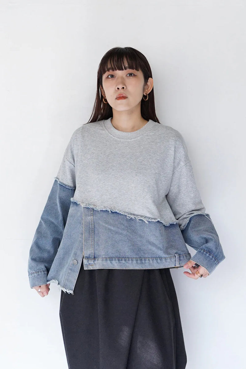 スウェット×デニム切替アシメプルオーバー – LILA & CITTA ONLINE SHOP