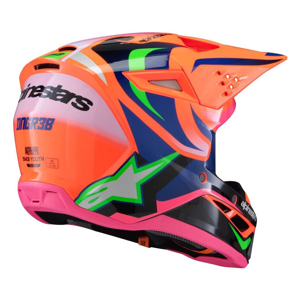 Alpinestars S-M3 Deegan Youth MX Helmet Orange/Purple/Pink FREE P&P