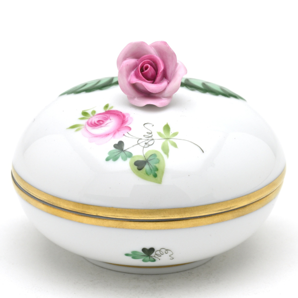 ヘレンド(Herend) ウィーンの薔薇・シンプル(06021/VRHS) 丸形小物入れ