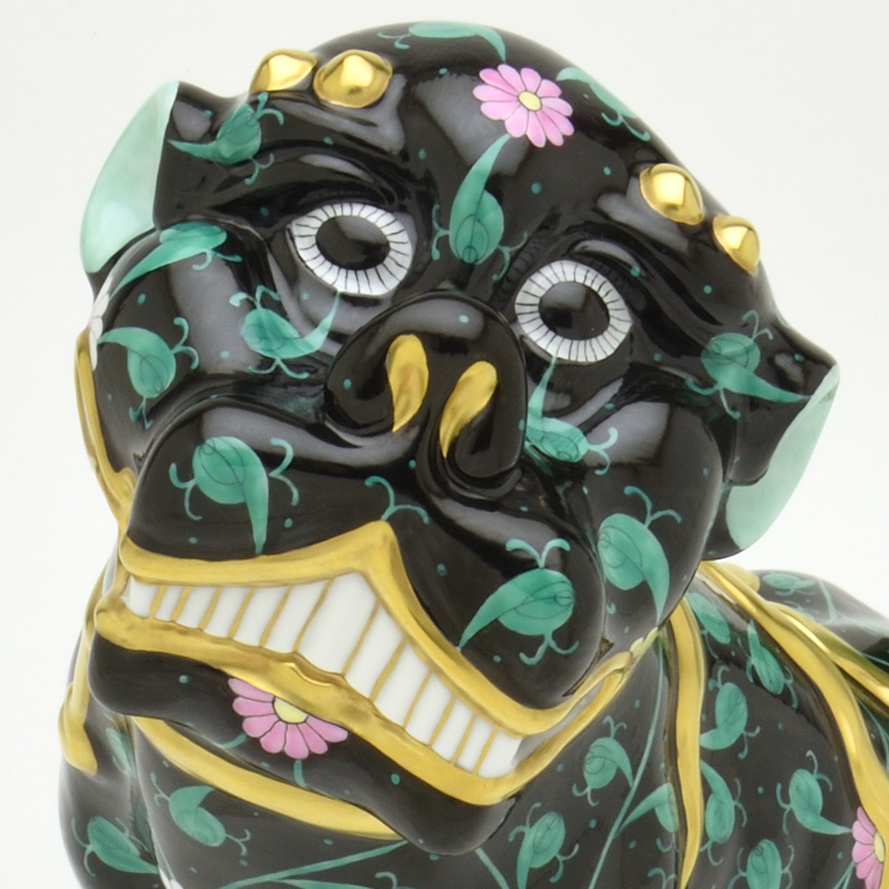 ヘレンド(Herend) 狛犬(L)左向き 西安の黒(SN-05308)【現物写真