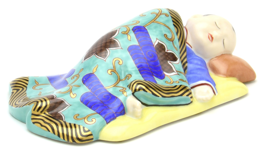 ヘレンド(Herend) 人形 置物 眠る日本の子供(05650/CD2)【現物写真