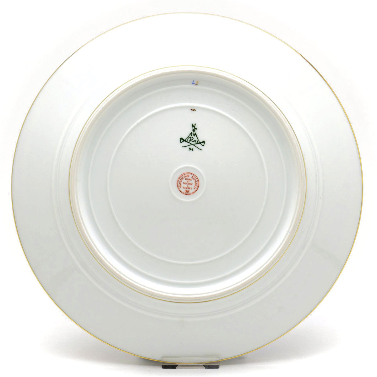 セーブル(Sevres) 絵皿 サービス ユニ ラディッシュ図(24K金彩ブルー縁