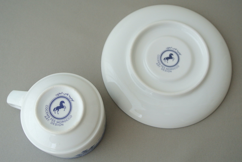 コセマ カップ＆ソーサー：青白フェズ刺繍風（ユーズド）COCEMA 希少