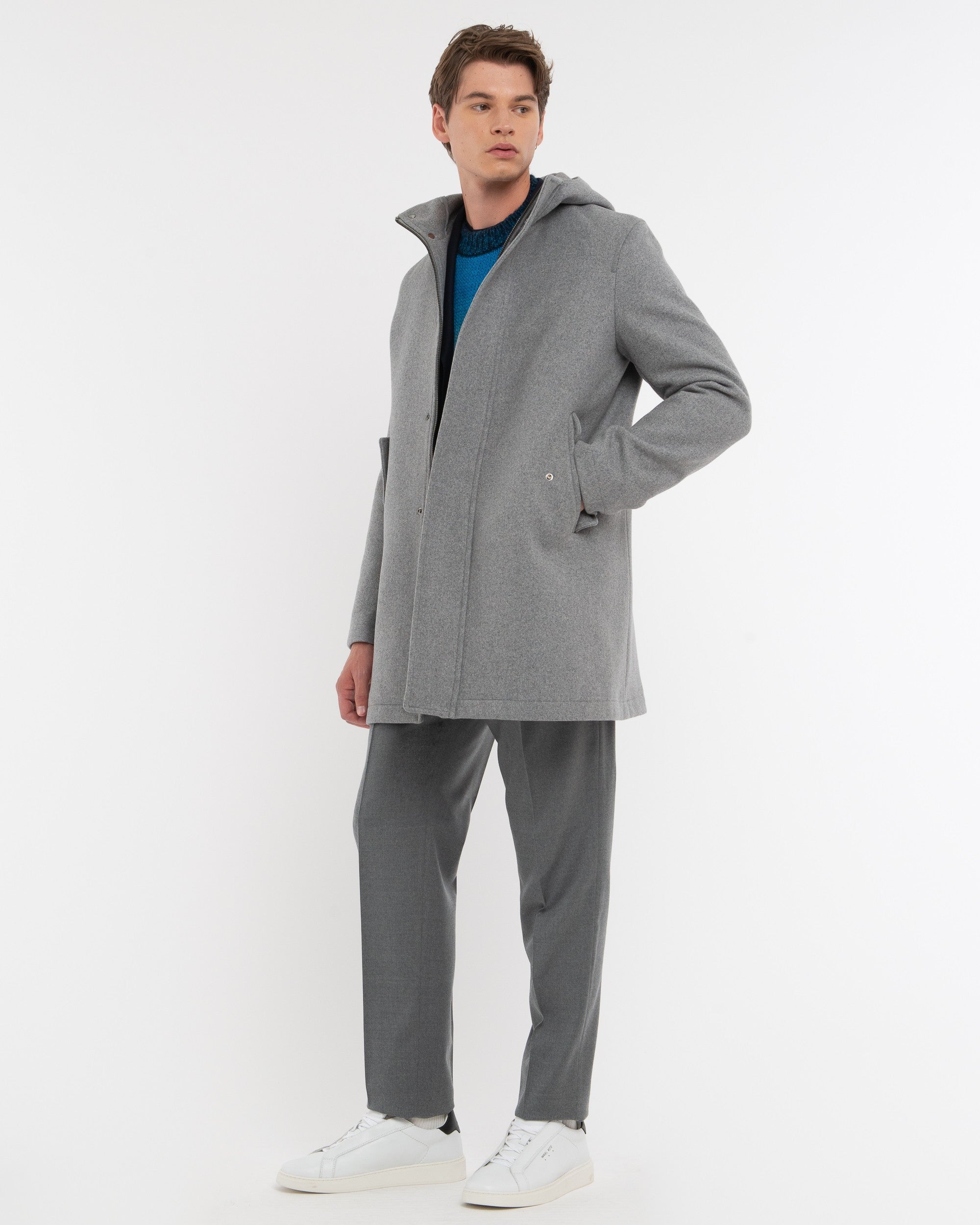 gray wool blend parka - Manuel Ritz Official
