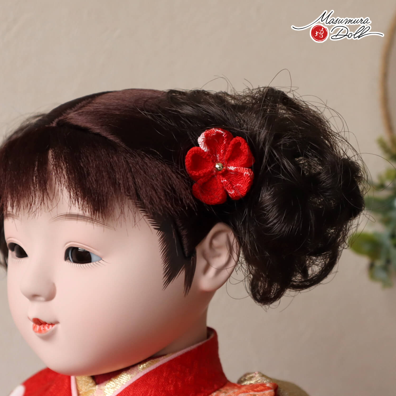 新作 市松人形 小出松寿作10号 京友禅「桜尽くし」赤衣装 かわいい