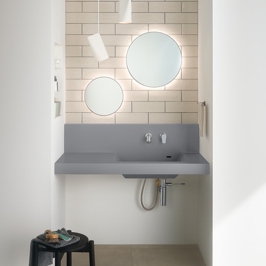 マルーンミラー LED φ350 マットグレー(WA32001)｜洗面所・水回りの